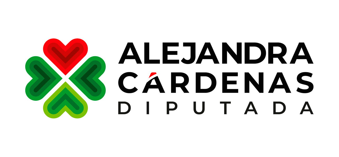 Marca Alejandra Cárdenas Diputada con un símbolo de corazones rojo y verde.