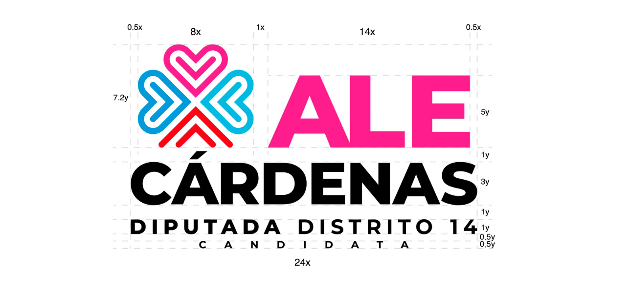 Construcción con retícula de la marca Ale Cárdenas Diputada Distrito 14.
